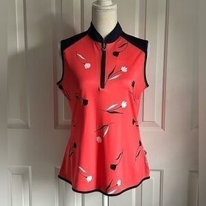 NWT CALLAWAY Women Sleeveless Golf Shirt, Opti Dri, Orange, Size Medium